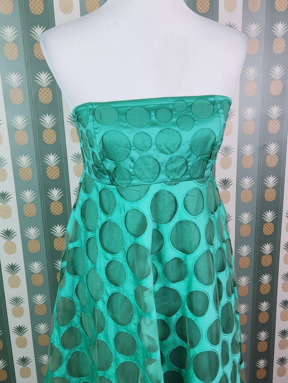 ANTHRO Geisha Designs Polka Dot Strapless MaxiDress - Picture 4 of 9
